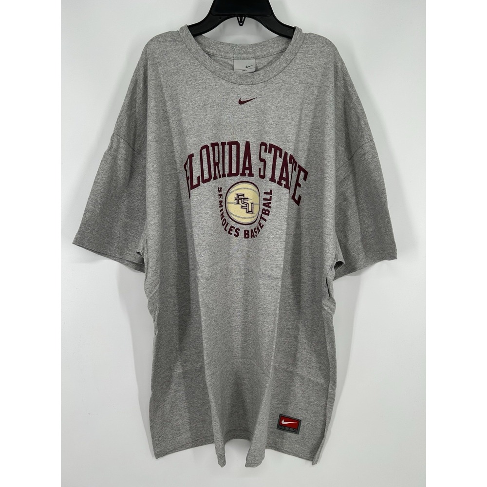 Florida State Seminoles Nike‎ Y2K Center Swoosh Grey Tag Basketball Short Sleeve